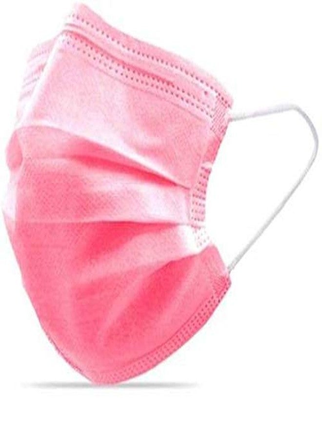 WELLSTAR Disposable & Reusable Non-Woven Fabric 3 layer 3Ply Surgical Mask Pack of 100 pink - Image 1